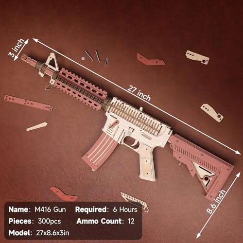 3D Wooden Puzzle Gun - DIY Assembly Toy for Adults