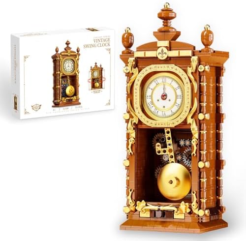 Retro Swing Clock Building Blocks Set with Functional Clock Mechanism 751 Pieces