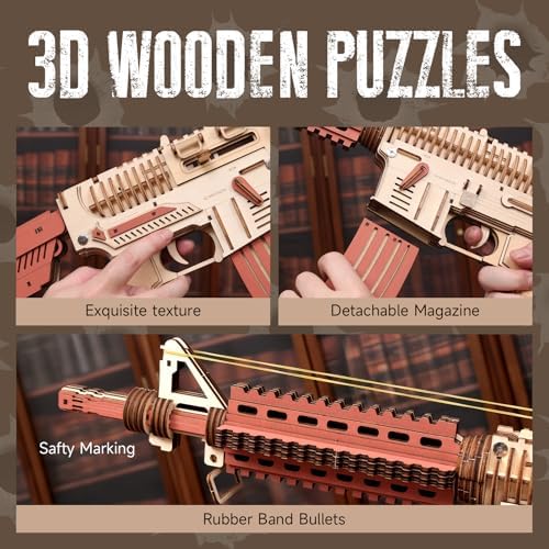 3D Wooden Puzzle Gun - DIY Assembly Toy for Adults