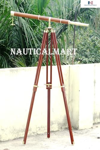 NauticalMart Brass Wood Admiral Telescope 60 Inch