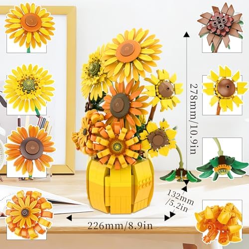 BrickTribe Van Gogh Sunflower Building Blocks Set for Adults 1009PCS