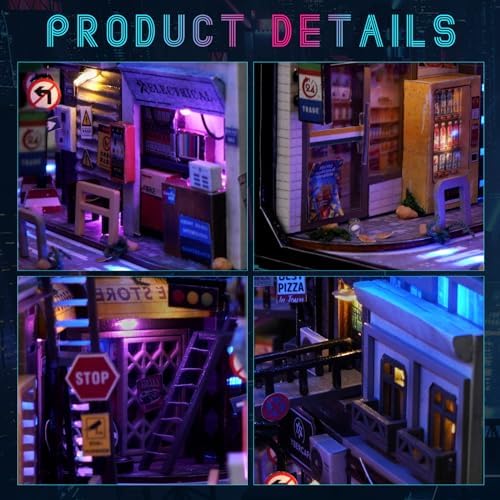 Cyberpunk DIY Book Nook Kit with LED Lights
