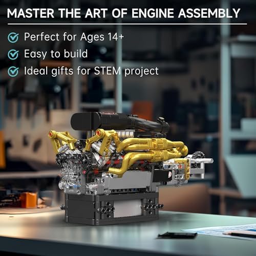Mould King V12 Engine Kit for Building and STEM Learning