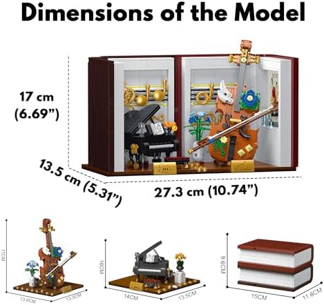3 in 1 Music Themed Bookend Building Block Toy Set with LED Lights