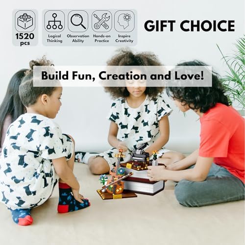 3 in 1 Music Themed Bookend Building Block Toy Set with LED Lights