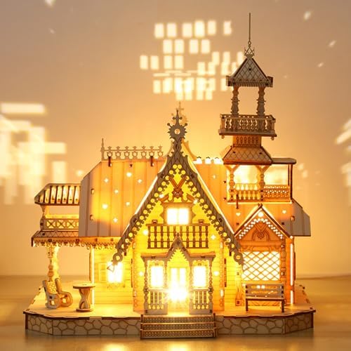 Hallisun 3D Wooden Puzzle Vintage Cottage Villa
