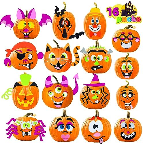 JOYIN 16 Halloween Pumpkin Stickers Foam Decor Kit