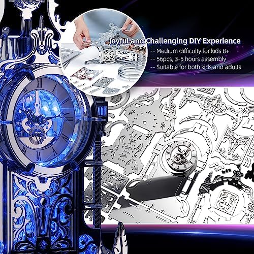 LED 3D Puzzle Tower Clock - Elegant Decor for Adults