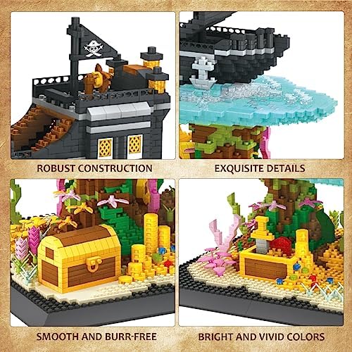 Flycites Pirate Ship Building Blocks Kit 4059PCS Classic Mini Micro Blocks Set