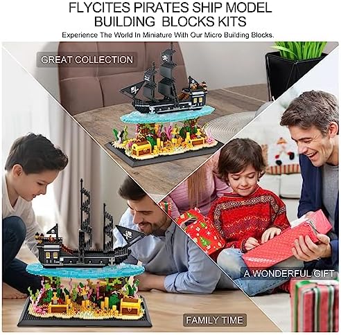 Flycites Pirate Ship Building Blocks Kit 4059PCS Classic Mini Micro Blocks Set
