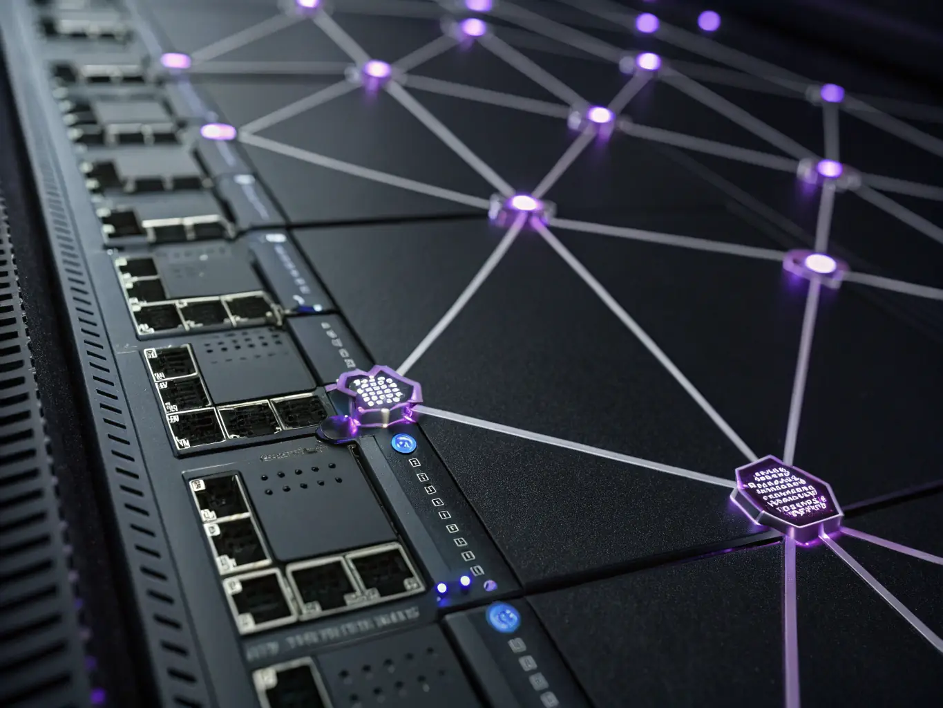 A conceptual image of a network of interconnected nodes representing the dark web, with data streams flowing between them.